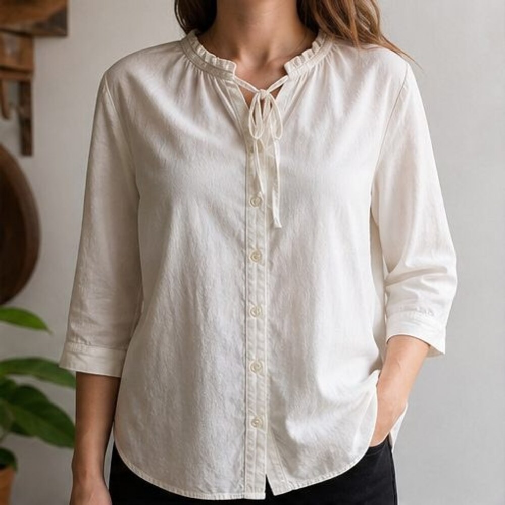 Ivory Button Blouse - Picture 2 of 6